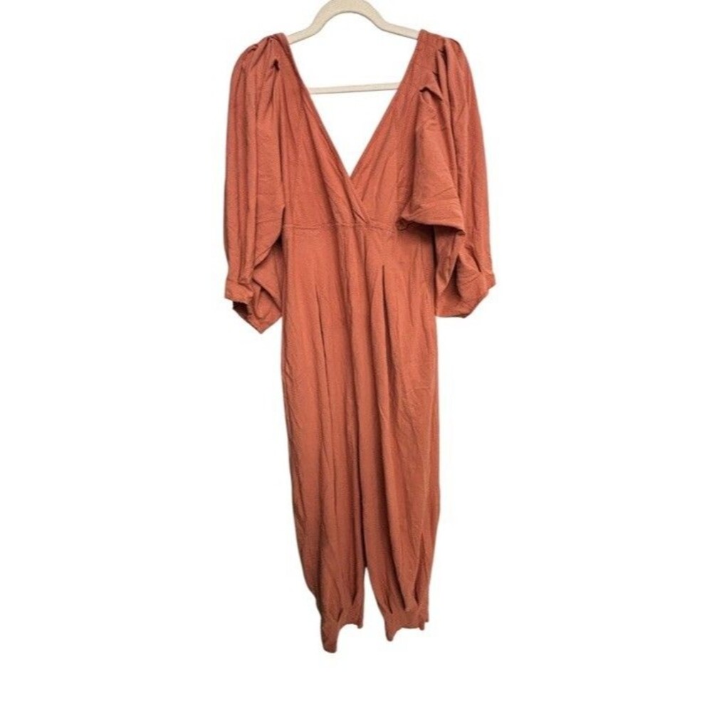 Free People Intimately Lotta Love Jumpsuit Sz M Coral Relaxed Boho 100% Cotton - Picture 3 of 6